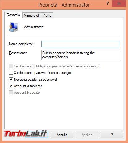 Attivare utente Administrator computer
