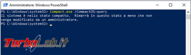 Attivare Windows 10 Compact OS liberare spazio disco fisso