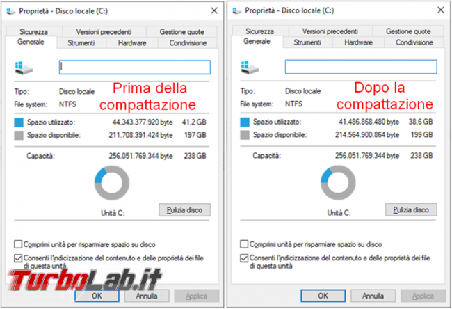 Attivare Windows 10 Compact OS liberare spazio disco fisso
