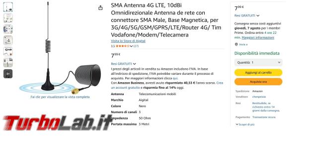 Aumentare segnale GSM antifurto mediante antenna aggiuntiva zone scarsa copertura