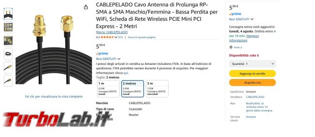 Aumentare segnale GSM antifurto mediante antenna aggiuntiva zone scarsa copertura