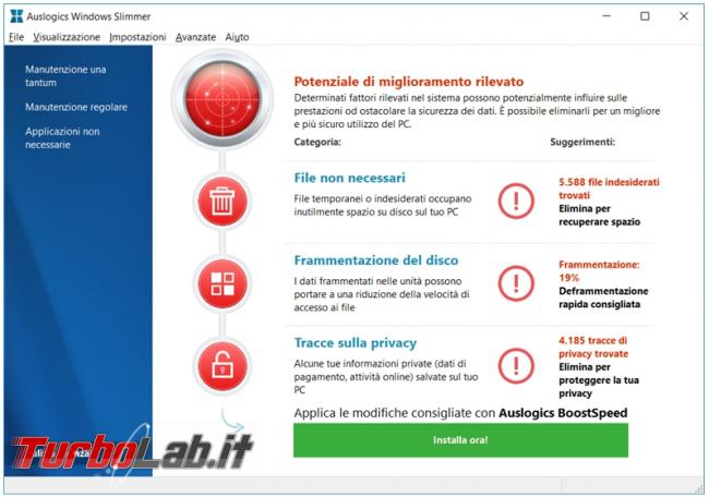 Auslogics Windows Slimmer programma pulizia avanzata sistema operativo