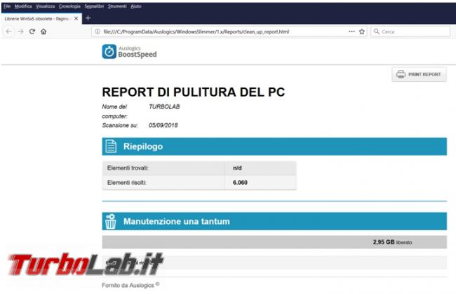 Auslogics Windows Slimmer programma pulizia avanzata sistema operativo