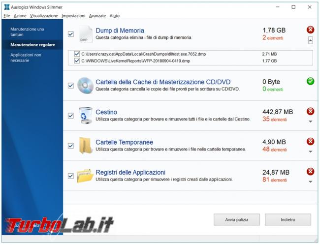 Auslogics Windows Slimmer programma pulizia avanzata sistema operativo