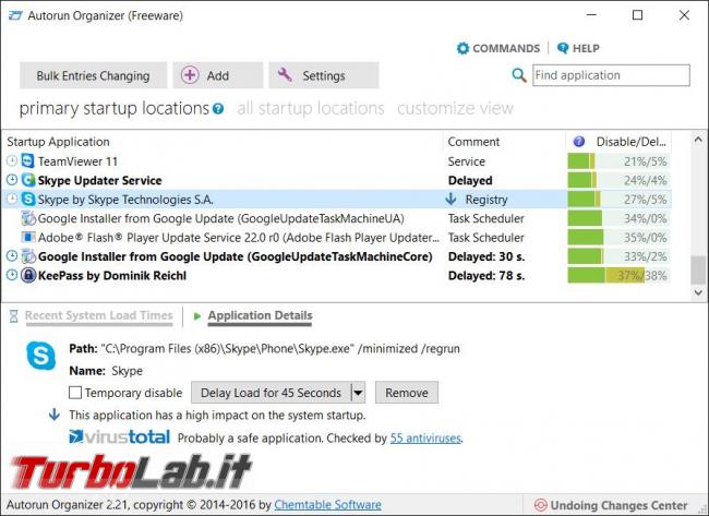 Autorun Organizer mette ordine programmi avvio automatico prova ridurre tempi caricamento sistema
