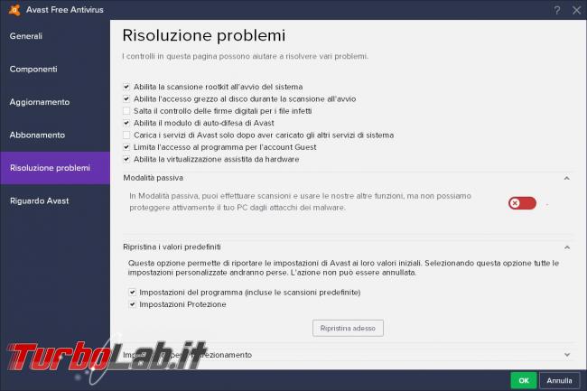 Avast free Antivirus 2017 prova TurboLab.it