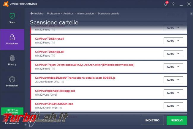 Avast free Antivirus 2017 prova TurboLab.it