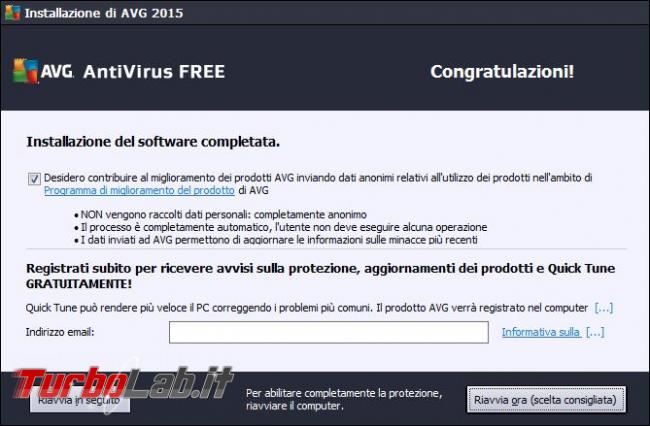 Avg antivirus free 2015 messo prova TurboLab.it