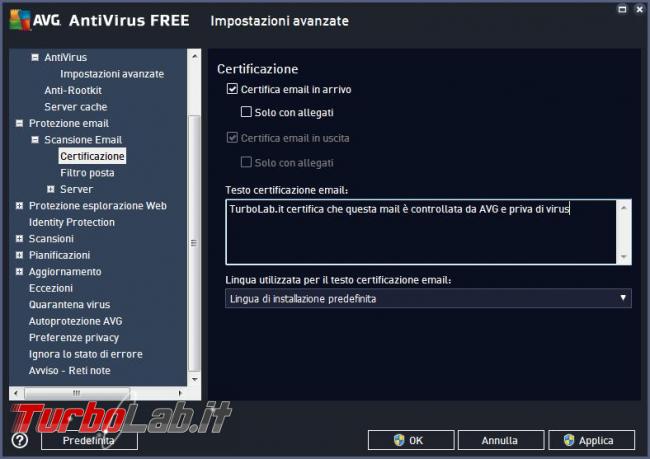 Avg antivirus free 2015 messo prova TurboLab.it