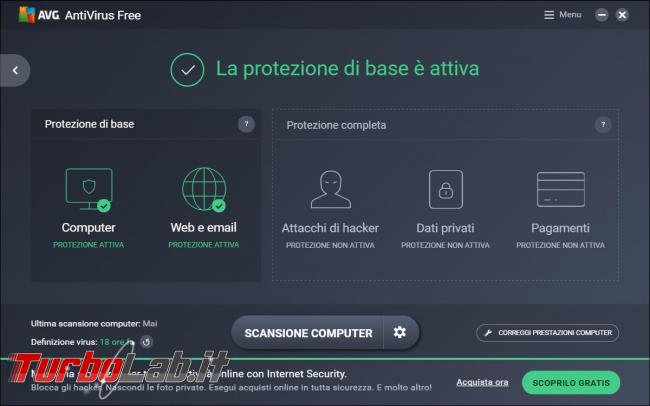AVG antivirus free 2017 messo prova TurboLab.it