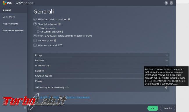 AVG antivirus free 2017 messo prova TurboLab.it