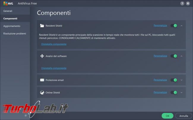 AVG antivirus free 2017 messo prova TurboLab.it