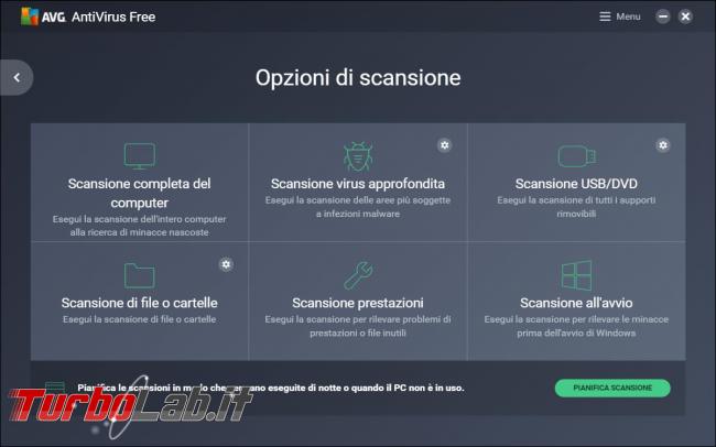 AVG antivirus free 2017 messo prova TurboLab.it