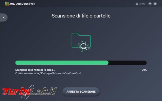 AVG antivirus free 2017 messo prova TurboLab.it