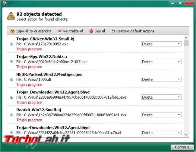 AVG antivirus free 2017 messo prova TurboLab.it