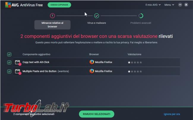 Avg componenti aggiuntivi browser scarsa valutazione, come disattivarne controllo