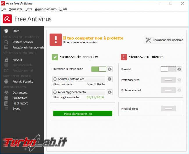 Avira Free Security Suite 2017 messo prova TurboLab.it