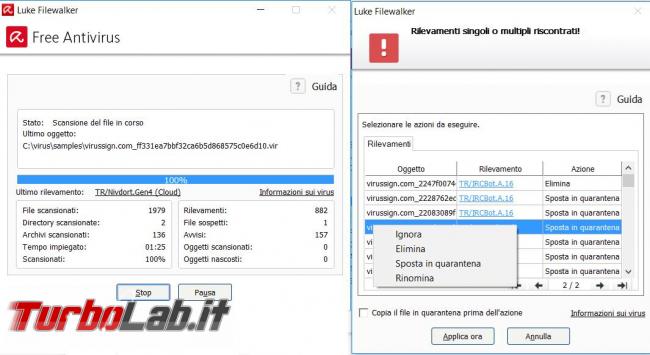 Avira Free Security Suite 2017 messo prova TurboLab.it