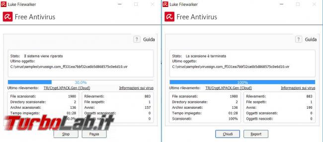 Avira Free Security Suite 2017 messo prova TurboLab.it