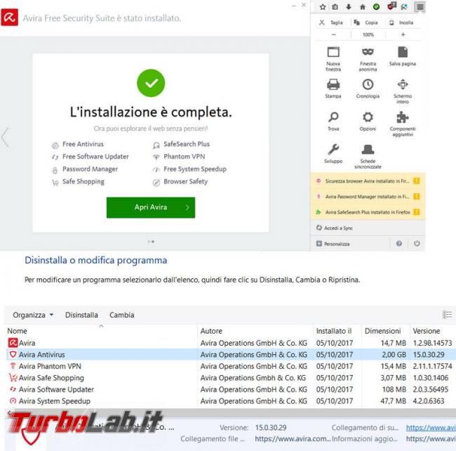 Avira Free Security Suite 2018 prova TurboLab.it