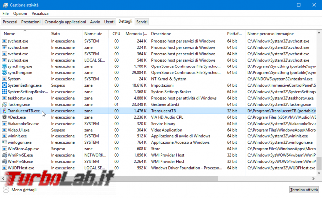 Barra applicazioni trasparente Windows 10: come ottenere effetto &quot;Aero Glass&quot; (&quot;vetro&quot;)?