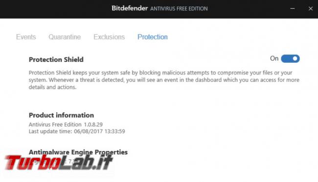 Bitdefender antivirus free prova TurboLab.it 2017