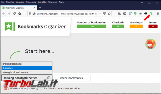 Bookmarks organizer mette ordine preferiti Firefox rimuovendo duplicati correggendo quelli non validi