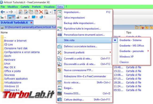 Cambiare carattere, dimensioni colori elementi utilizzati Windows 10