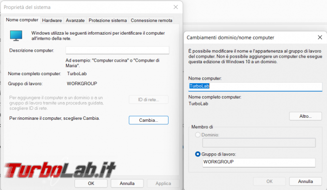 Cambiare nome computer Windows 11