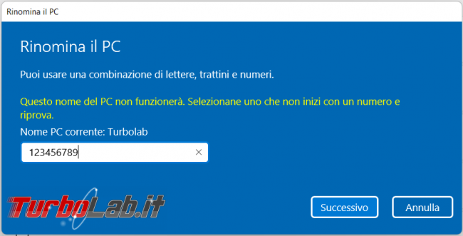 Cambiare nome computer Windows 11