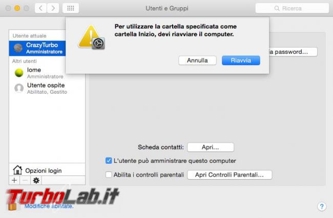 Cambiare nome password dell’account Mac OS X