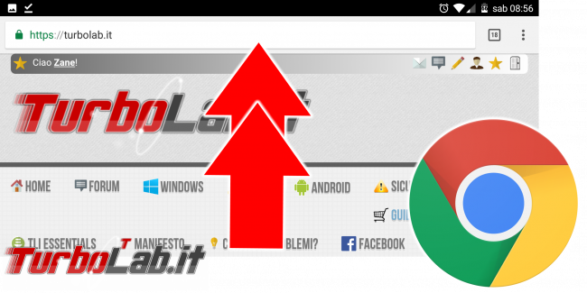 Chrome Android: come spostare alto (ripristinare) Barra indirizzi - chrome android barra in alto spotlight