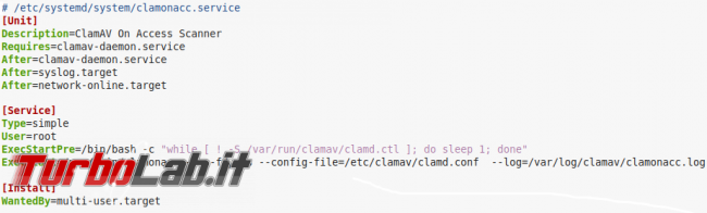 ClamAV: antivirus open-source, &quot;on demand&quot; protezione residente, Linux Mint - 001_clamonacc_service