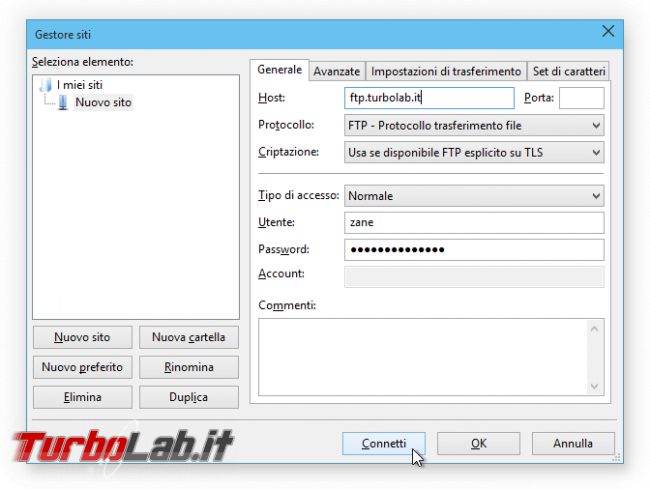 Client FTP (FileZilla), guida rapida - caricare scaricare file server FTP remoto - guida filezilla (11)