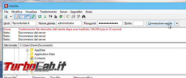 Client FTP (FileZilla), guida rapida - caricare scaricare file server FTP remoto - guida filezilla (13)