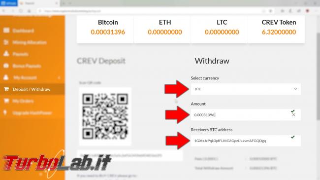 Cloud mining cos'è: video-guida completa iniziare subito (Bitcoin, Ethereum, Litecoin) - 18_btc_withdraw pic