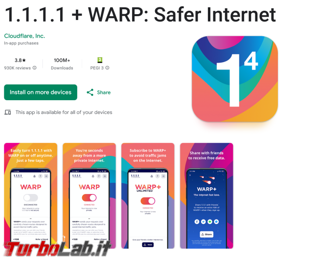 Cloudflare WARP: VPN gratuita tutti traffico illimitato