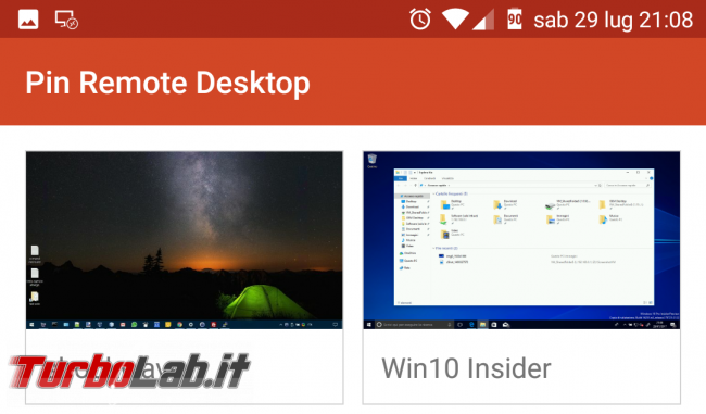 Collegarsi Desktop remoto Android: guida app Microsoft Remote Desktop (client gratuito) - Screenshot_20170729-210816