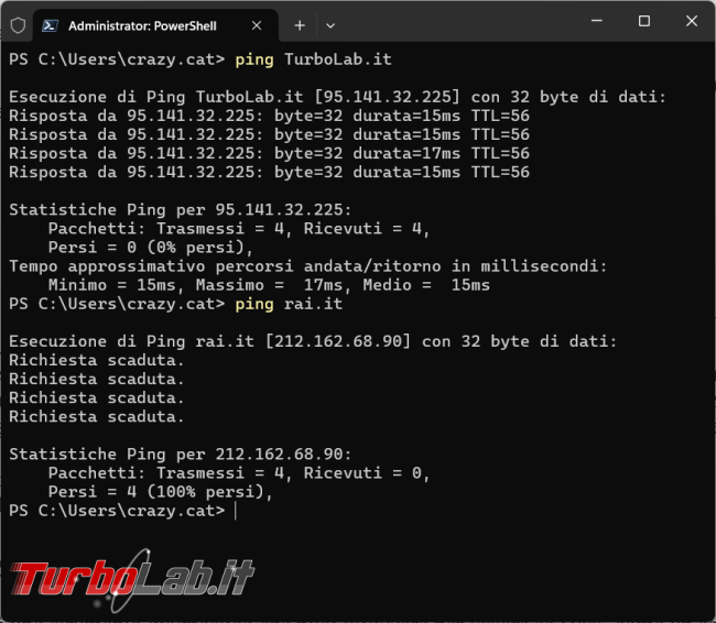 comando ping, come quando utilizzarlo se ci sono problemi rete