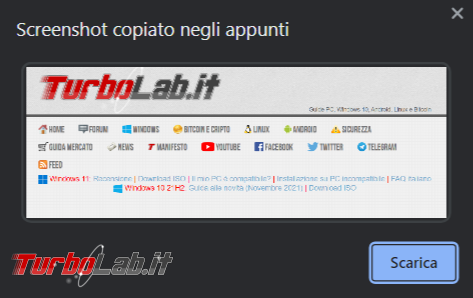 Come abilitare cattura screenshot direttamente Chrome