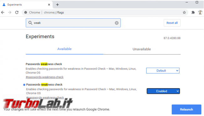 Come abilitare controllo password deboli Chrome