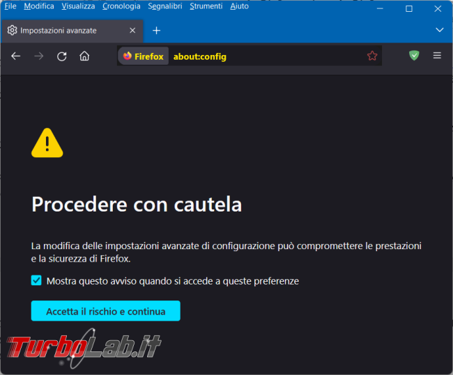 Come abilitare immagini sfondo nuova scheda Firefox