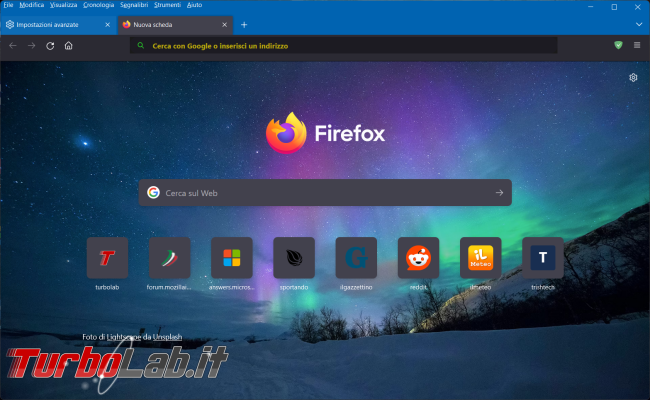 Come abilitare immagini sfondo nuova scheda Firefox