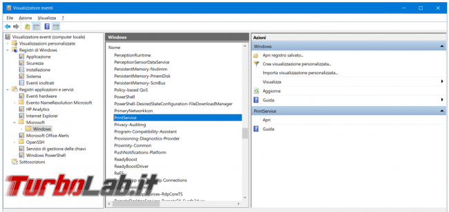 Come abilitare log stampe eseguite Windows 10