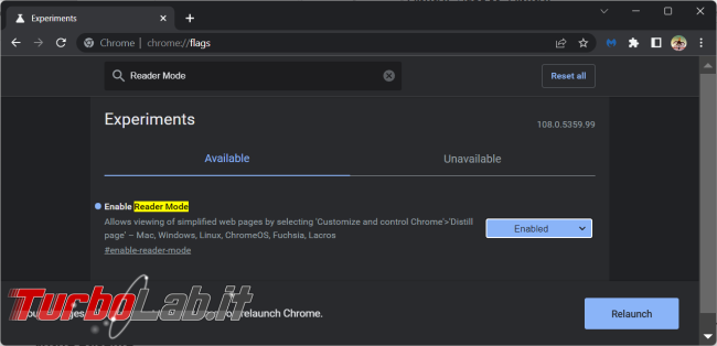 Come abilitare modalità lettura Chrome