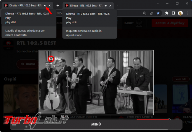 Come abilitare mute audio direttamente tab aperto Chrome