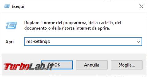 Come accedere impostazioni Windows 10, tramite specifico URI, riga comando collegamento