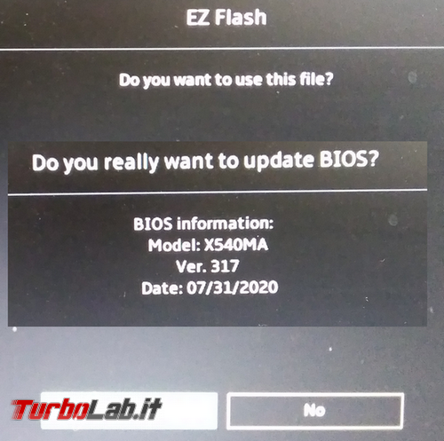 Come aggiornare BIOS UEFI Asus Vivobook X540MA