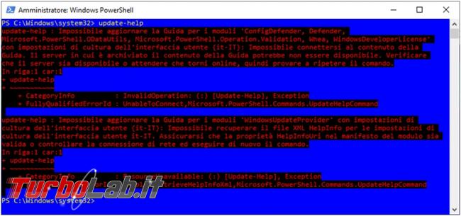 Come aggiornare completamente guide supporto PowerShell