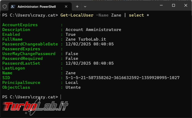 Come aggiungere account locale computer tramite PowerShell